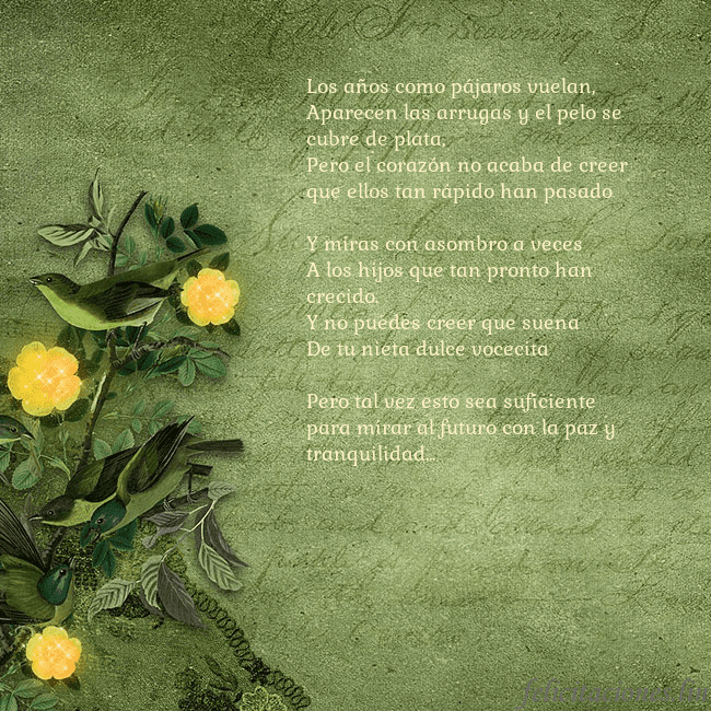 Postal verde con flores amarillas