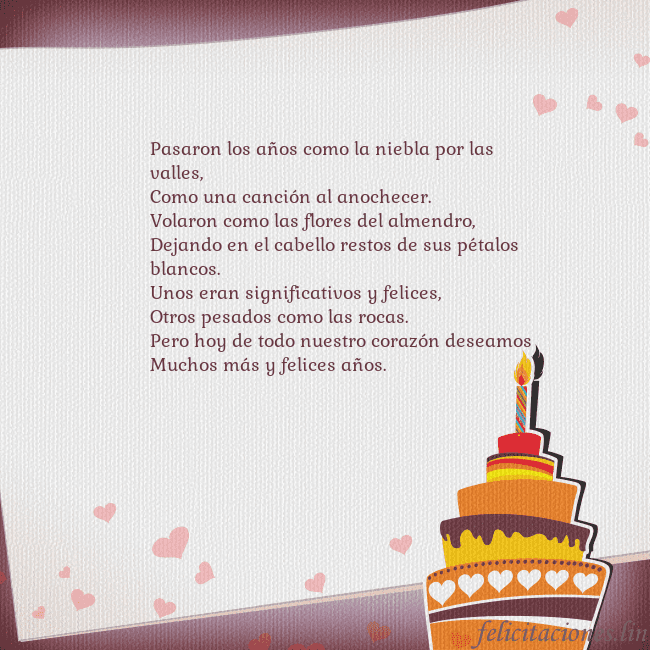 Tarjetas de cumpleaños con pastel y corazones