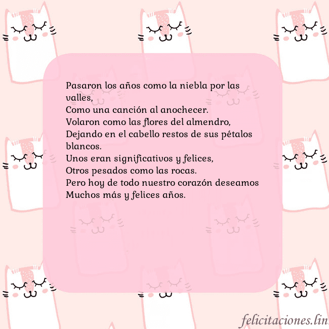 Tarjeta de cumpleaños rosa con gatos divertidos