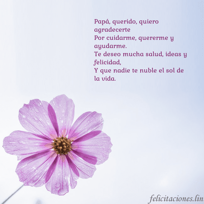 Tarjeta electrónica con flor morada Papá, querido, quiero agradecerte
Por cuidarme, qu Tarjeta electrónica con flor morada