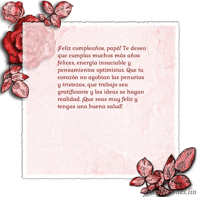 Tarjeta de cumpleaños vintage con rosas rojas ¡Feliz cumpleaños, papá! Te deseo que cumplas much Tarjeta de cumpleaños vintage con rosas rojas