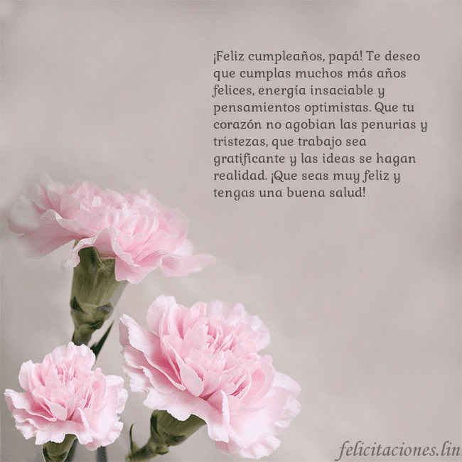 Tarjeta de cumpleaños con claveles rosas ¡Feliz cumpleaños, papá! Te deseo que cumplas much Tarjeta de cumpleaños con claveles rosas
