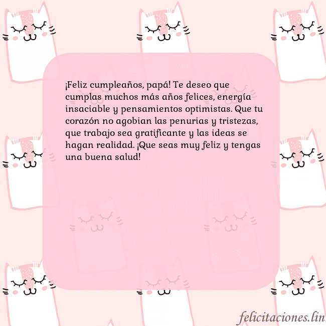 Tarjeta de cumpleaños rosa con gatos divertidos ¡Feliz cumpleaños, papá! Te deseo que cumplas much Tarjeta de cumpleaños rosa con gatos divertidos