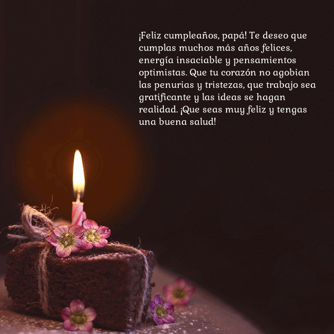Postal animada: un pastel con una vela encendida ¡Feliz cumpleaños, papá! Te deseo que cumplas much Postal animada: un pastel con una vela encendida