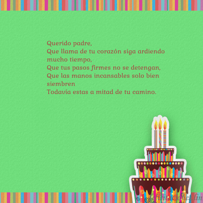 Tarjetas de cumpleaños verde con pastel y vela Querido padre,
Que llama de tu corazón siga ardie Tarjetas de cumpleaños verde con pastel y vela