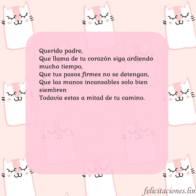 Tarjeta de cumpleaños rosa con gatos divertidos Querido padre, 
Que llama de tu corazón siga ardie Tarjeta de cumpleaños rosa con gatos divertidos