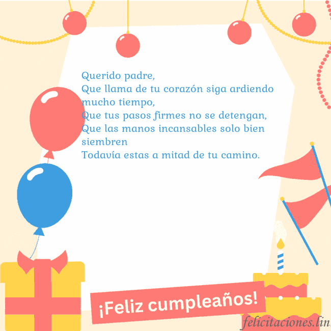 Tarjeta de cumpleaños animada con pastel Querido padre,
Que llama de tu corazón siga ardie Tarjeta de cumpleaños animada con pastel
