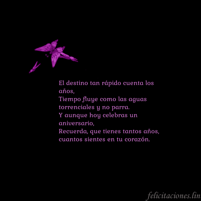 Tarjeta de cumpleaños con mariposas volando El destino tan rápido cuenta los años,
Tiempo flu Tarjeta de cumpleaños con mariposas volando