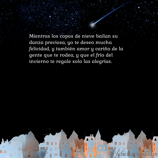 Tarjeta negra con un cometa Mientras los copos de nieve bailan su danza precio Tarjeta negra con un cometa