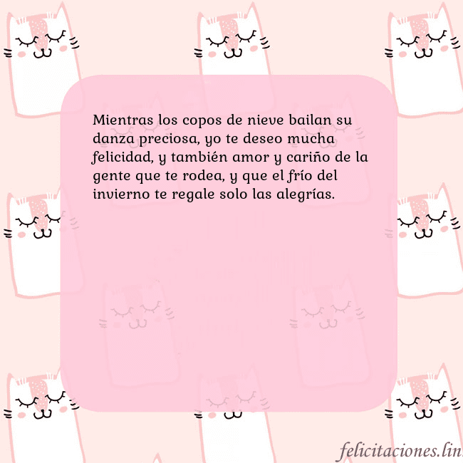 Tarjeta de cumpleaños rosa con gatos divertidos Mientras los copos de nieve bailan su danza precio Tarjeta de cumpleaños rosa con gatos divertidos