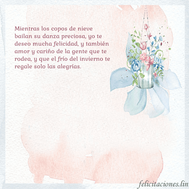 Tarjeta de cumpleaños con flores de acuarela Mientras los copos de nieve bailan su danza precio Tarjeta de cumpleaños con flores de acuarela