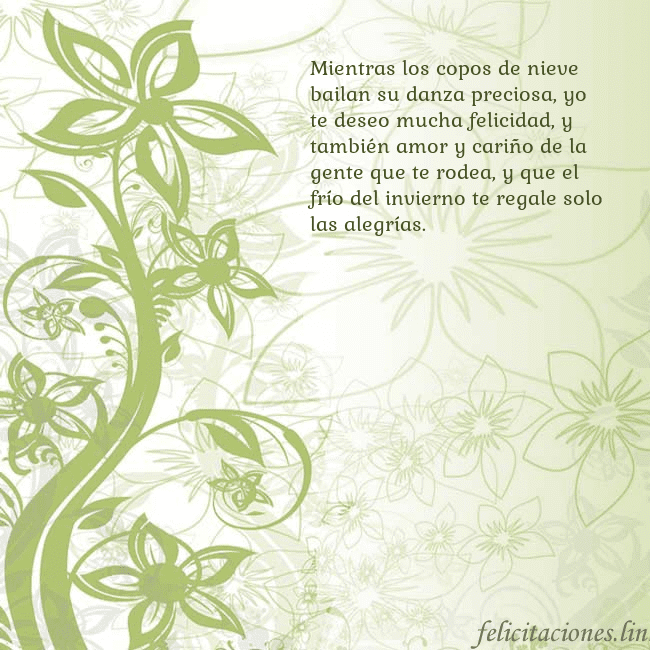 Tarjeta de cumpleaños con flores pintadas de verde Mientras los copos de nieve bailan su danza precio Tarjeta de cumpleaños con flores pintadas de verde