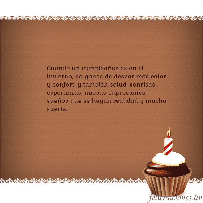 Tarjetas de cumpleaños con cupcake y vela Cuando un cumpleaños es en el invierno, da ganas d Tarjetas de cumpleaños con cupcake y vela