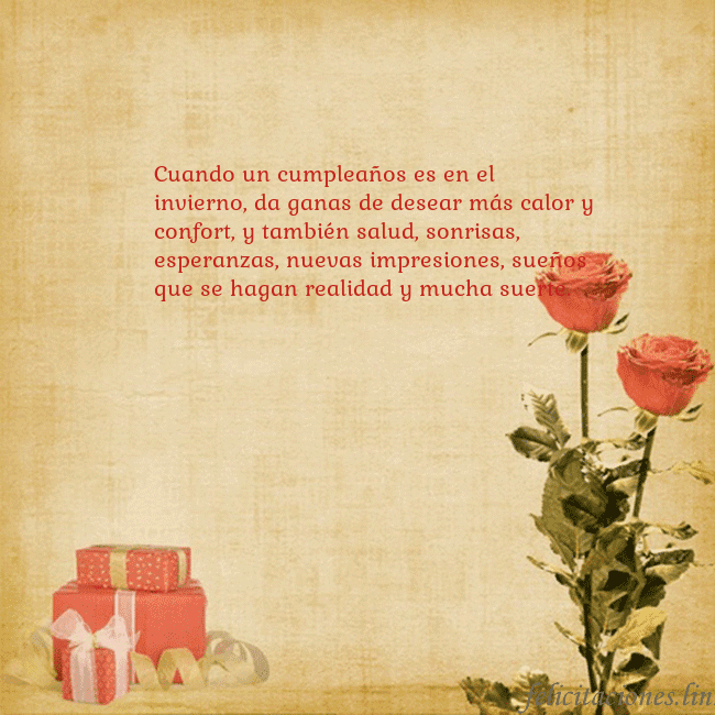 Tarjeta con rosas y regalos