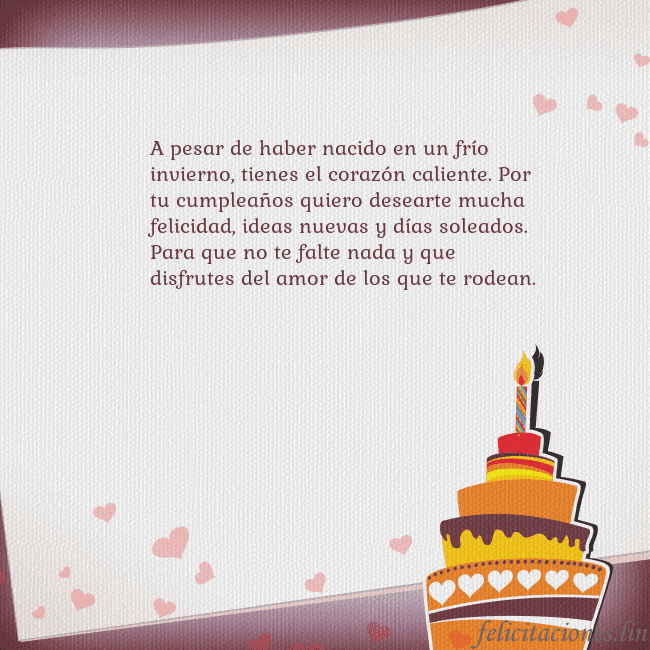 Tarjetas de cumpleaños con pastel y corazones