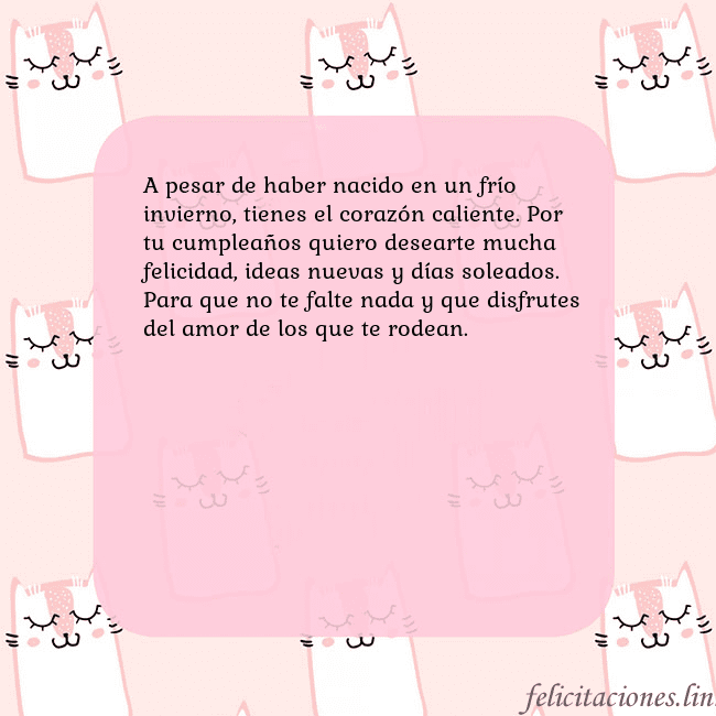 Tarjeta de cumpleaños rosa con gatos divertidos A pesar de haber nacido en un frío invierno, tiene Tarjeta de cumpleaños rosa con gatos divertidos