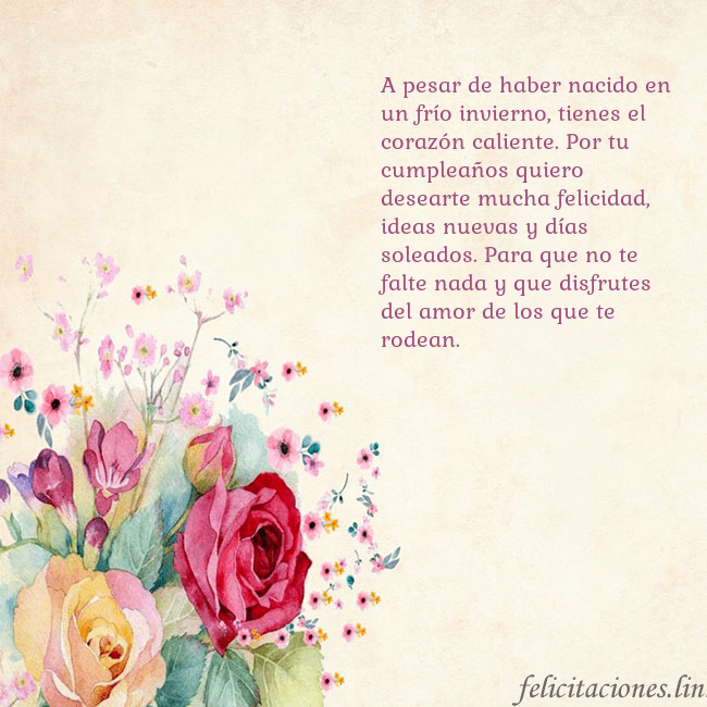 Tarjeta de cumpleaños con rosas pintadas en acuarela A pesar de haber nacido en un frío invierno, tiene Tarjeta de cumpleaños con rosas pintadas en acuarela