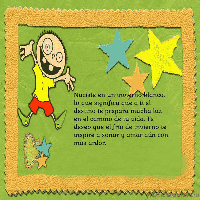 Tarjeta de cumpleaños con un chico divertido Naciste en un invierno blanco, lo que significa qu Tarjeta de cumpleaños con un chico divertido