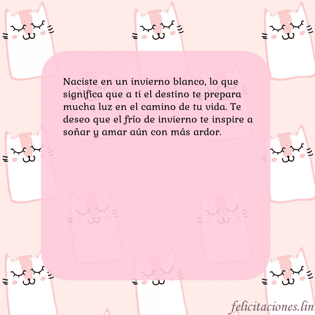 Tarjeta de cumpleaños rosa con gatos divertidos Naciste en un invierno blanco, lo que significa qu Tarjeta de cumpleaños rosa con gatos divertidos