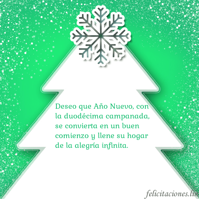 Tarjeta con un gran árbol de Navidad blanco sobre un fondo verde