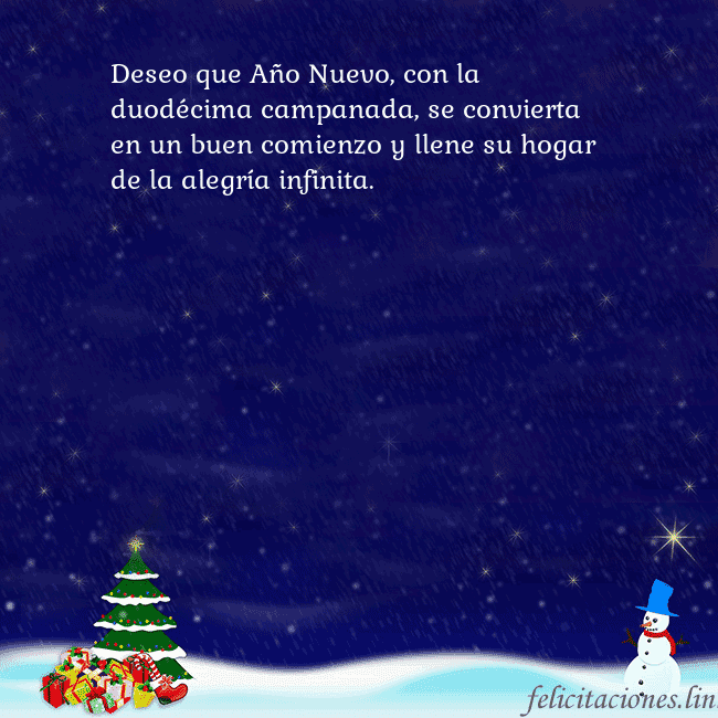 Tarjeta de felicitación con un muñeco de nieve, un árbol de Navidad y regalos