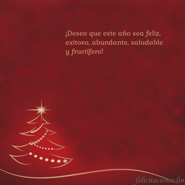 Tarjeta de Navidad roja con árbol de Navidad dorado