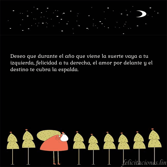 Tarjeta con Papá Noel y árboles de Navidad