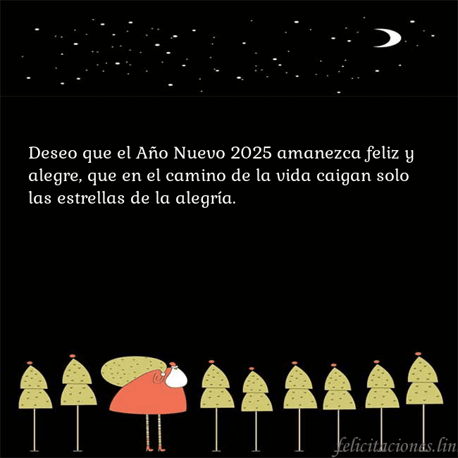 Tarjeta con Papá Noel y árboles de Navidad