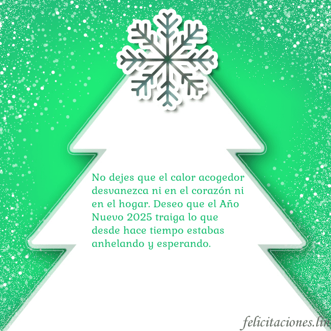 Tarjeta con un gran árbol de Navidad blanco sobre un fondo verde