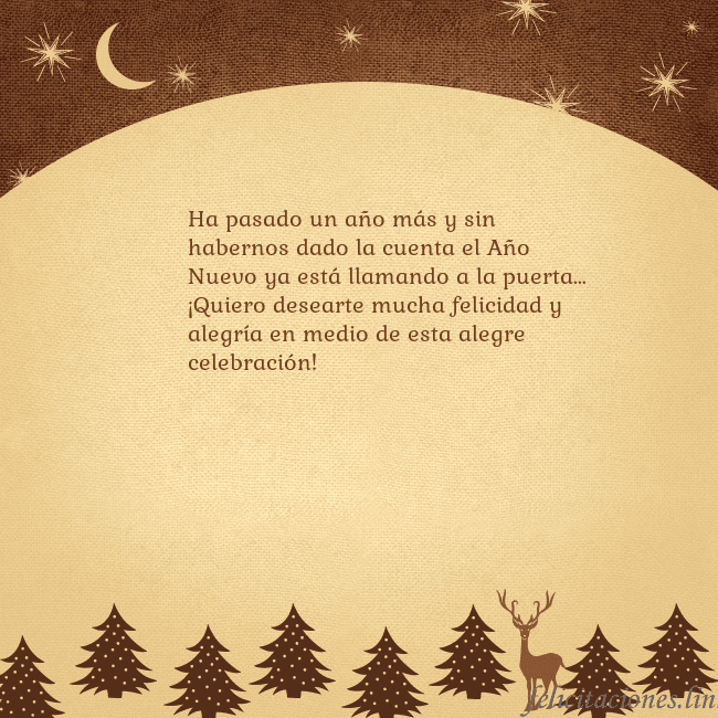 Tarjeta marrón con ciervos y abetos