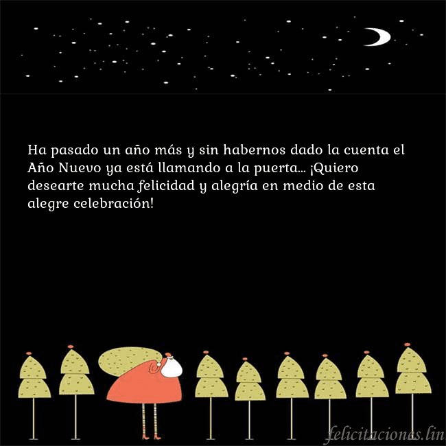 Tarjeta con Papá Noel y árboles de Navidad