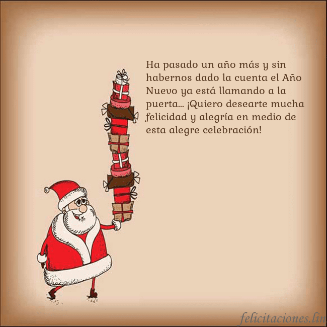 Tarjeta con Papá Noel y regalos