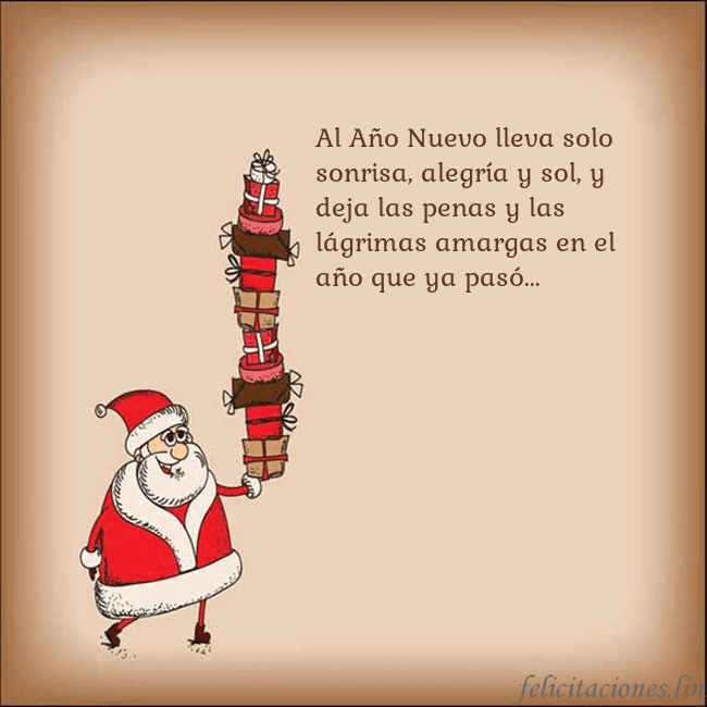 Tarjeta con Papá Noel y regalos