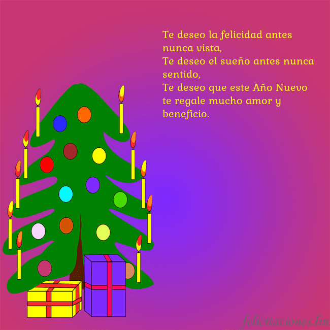 Tarjeta de felicitación brillante con un árbol de Navidad pintado Te deseo la felicidad antes nunca vista,
Te deseo Tarjeta de felicitación brillante con un árbol de Navidad pintado