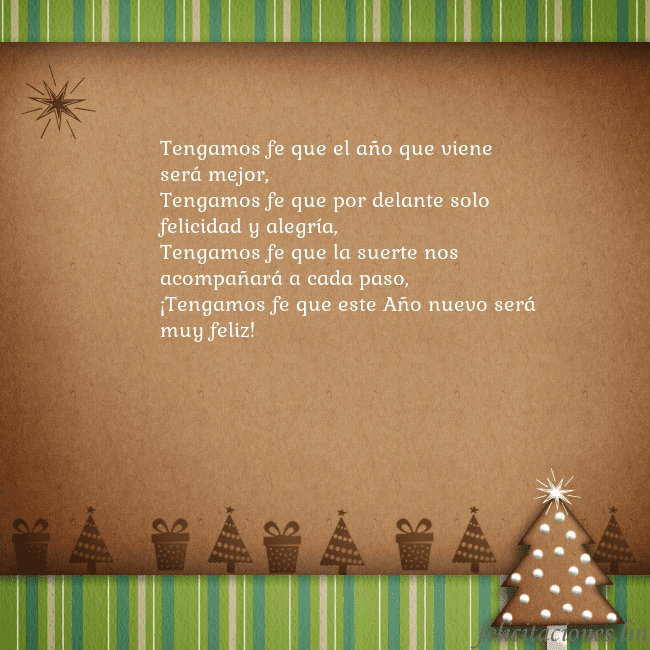 Tarjeta con un árbol de pan de jengibre Tengamos fe que el año que viene será mejor,
Tenga Tarjeta con un árbol de pan de jengibre