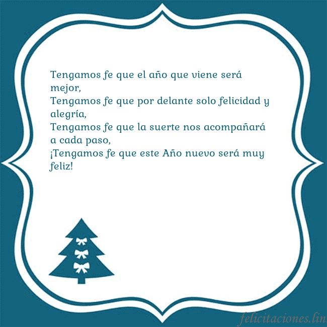Tarjeta con un árbol de Navidad azul Tengamos fe que el año que viene será mejor,
Tenga Tarjeta con un árbol de Navidad azul