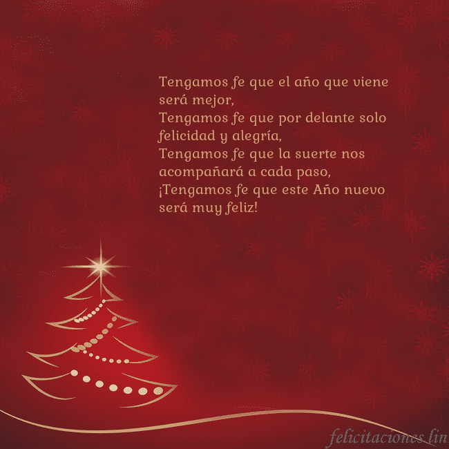 Tarjeta de Navidad roja con árbol de Navidad dorado Tengamos fe que el año que viene será mejor,
Tenga Tarjeta de Navidad roja con árbol de Navidad dorado
