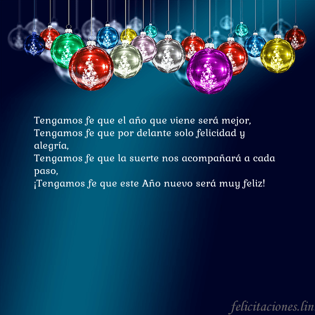 Tarjeta de felicitación azul con juguetes de árbol de Navidad Tengamos fe que el año que viene será mejor,
Tenga Tarjeta de felicitación azul con juguetes de árbol de Navidad