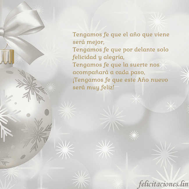 Tarjeta de felicitación con un árbol de Navidad plateado Tengamos fe que el año que viene será mejor,
Tenga Tarjeta de felicitación con un árbol de Navidad plateado