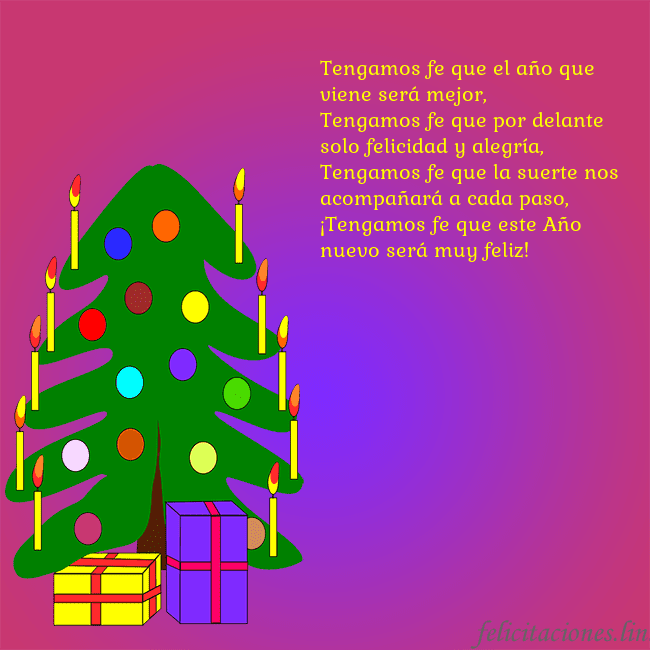 Tarjeta de felicitación brillante con un árbol de Navidad pintado Tengamos fe que el año que viene será mejor,
Tenga Tarjeta de felicitación brillante con un árbol de Navidad pintado