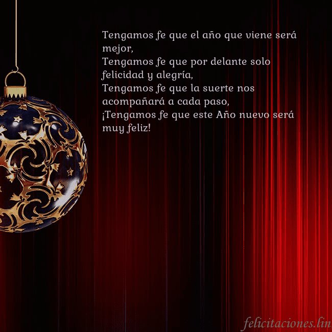 Tarjeta roja con un lujoso juguete de árbol de Navidad Tengamos fe que el año que viene será mejor,
Tenga Tarjeta roja con un lujoso juguete de árbol de Navidad