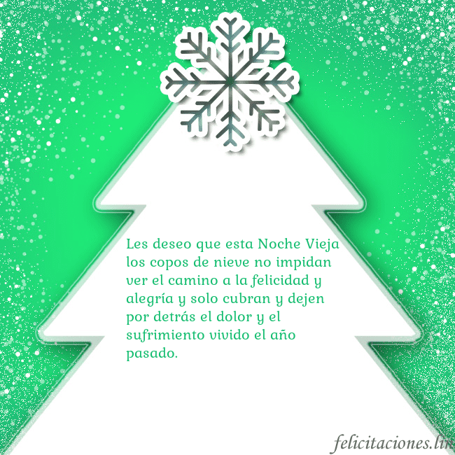 Tarjeta con un gran árbol de Navidad blanco sobre un fondo verde