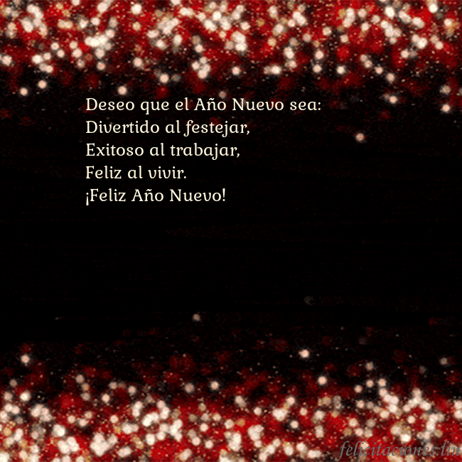 Postal animada intermitente negro-rojo Deseo que el Año Nuevo sea:
Divertido al festejar, Postal animada intermitente negro-rojo
