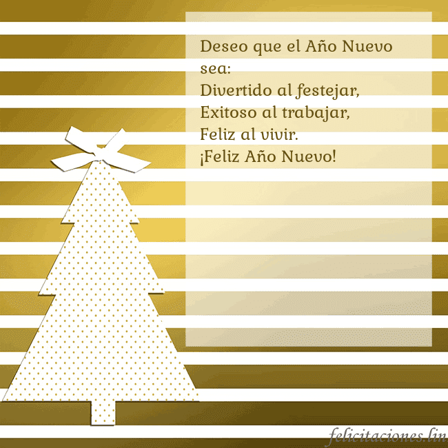 Tarjeta de felicitación de árbol de Navidad dorado brillante Deseo que el Año Nuevo sea:
Divertido al festejar, Tarjeta de felicitación de árbol de Navidad dorado brillante