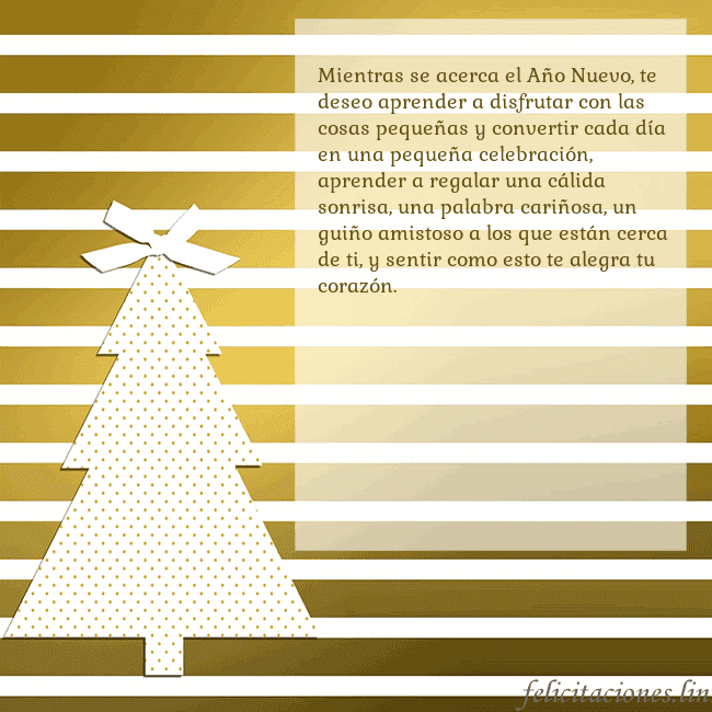 Tarjeta de felicitación de árbol de Navidad dorado brillante Mientras se acerca el Año Nuevo, te deseo aprender Tarjeta de felicitación de árbol de Navidad dorado brillante