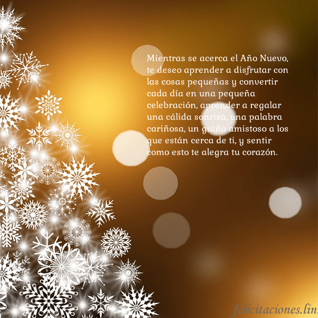 Tarjeta de felicitación con un árbol de Navidad hecho de copos de nieve Mientras se acerca el Año Nuevo, te deseo aprender Tarjeta de felicitación con un árbol de Navidad hecho de copos de nieve