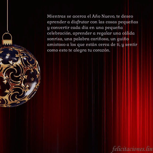 Tarjeta roja con un lujoso juguete de árbol de Navidad Mientras se acerca el Año Nuevo, te deseo aprender Tarjeta roja con un lujoso juguete de árbol de Navidad