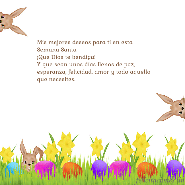 Tarjetas electrónicas de Pascua 8 Mis mejores deseos para ti en esta Semana Santa
¡Q Tarjetas electrónicas de Pascua 8
