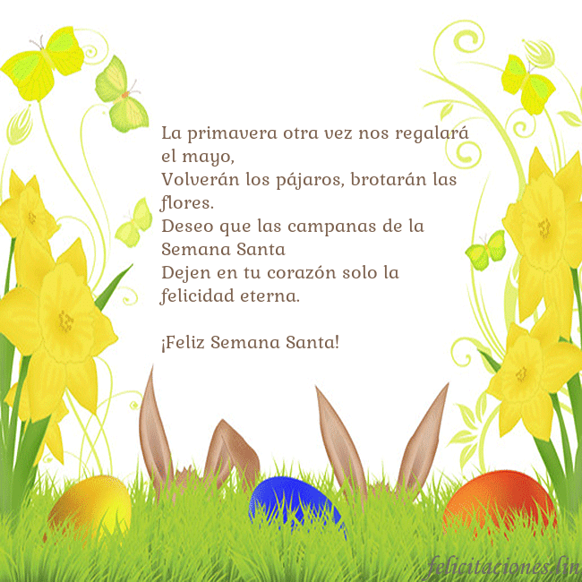 Tarjetas electrónicas de Pascua 11 La primavera otra vez nos regalará el mayo,
Volver Tarjetas electrónicas de Pascua 11