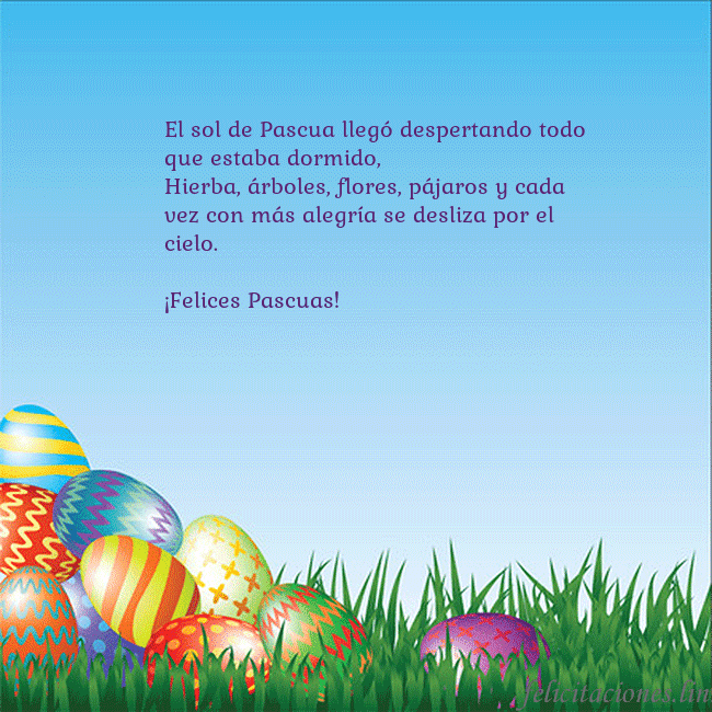 Tarjetas electrónicas de Pascua 5 El sol de Pascua llegó despertando todo que estaba Tarjetas electrónicas de Pascua 5